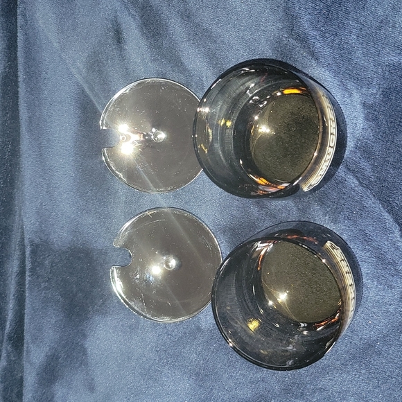 Smuckers: Vintage Smucker's Jelly Smoked Glass Serving Jars & Chrome Stand - Picture 3 of 5